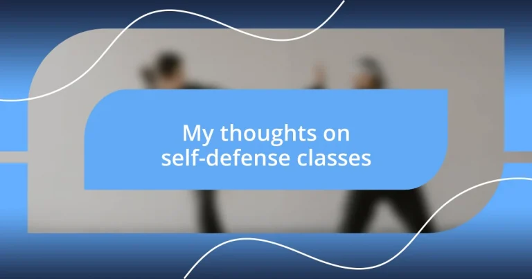 My thoughts on self-defense classes